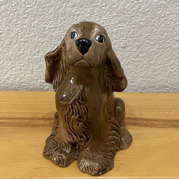 Vintage Signed P. Paolucci Ceramic Brown Cocker Spaniel Dog 6” Figurine